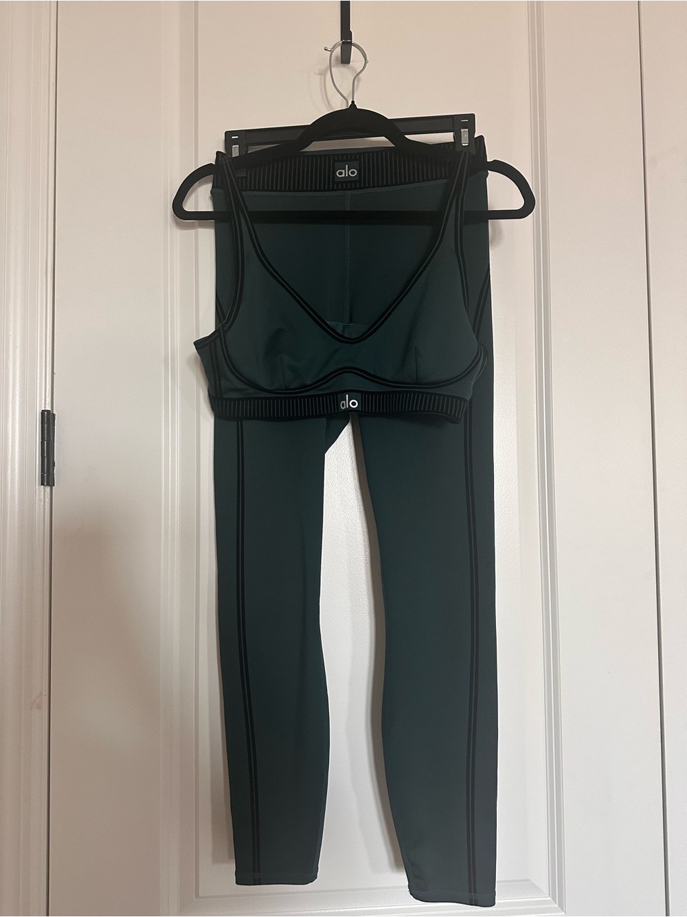 Alo Yoga Set: Line Up 7/8 Legging & Line Up Bra in Winter Ivy - Med - Picture 2 of 11